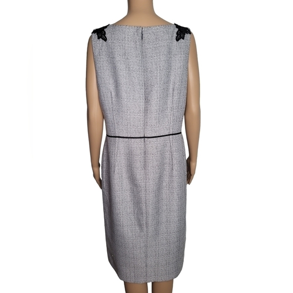 Kasper Dress. White/Grey/Black Tweed style. Lace shoulders. Size 12 - Picture 3 of 8